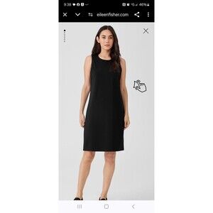 Eileen Fisher Tank Swing Dress M Stretch Viscose Jersey Sleeveless Black B2